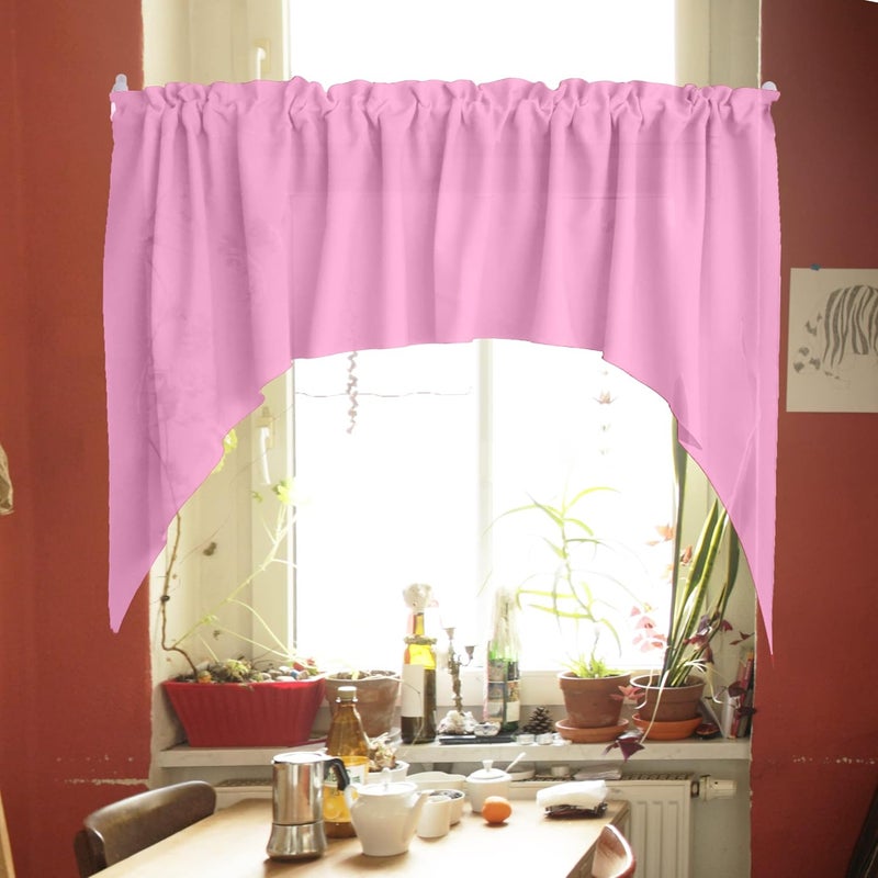 Zen Creative Designs Solid Poplin Swag Window Valance Home Décor Bedroom Nursery Kitchen Window (Pink) - Image 2